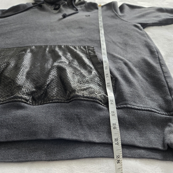 Zoo York Men's 90s Grunge Pullover Sweatshirt Faux Leather Hood Large - Picture 14 of 16